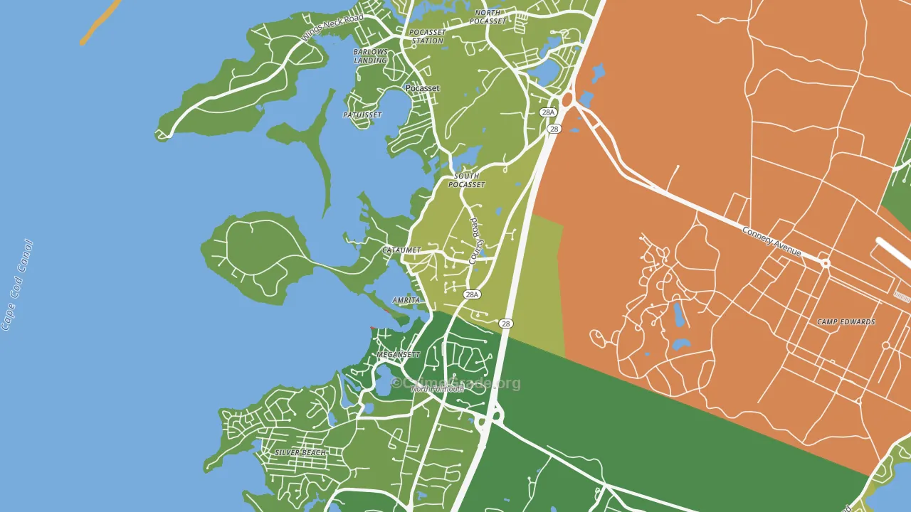 Cataumet, MA Map of Assault Rates