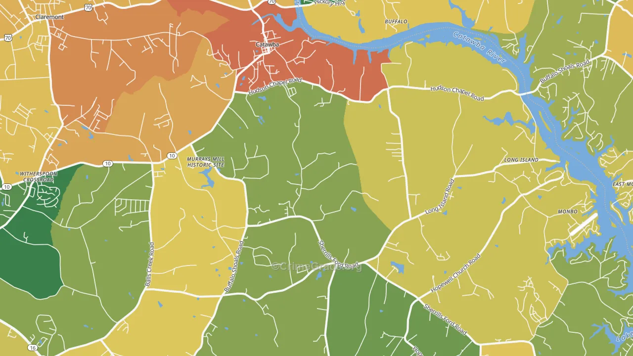 Catawba, NC Map of Assault Rates