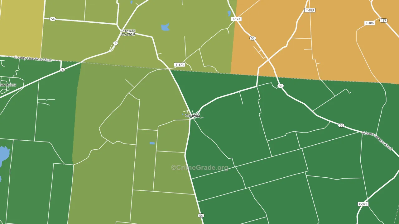 Catawba, OH Map of Assault Rates