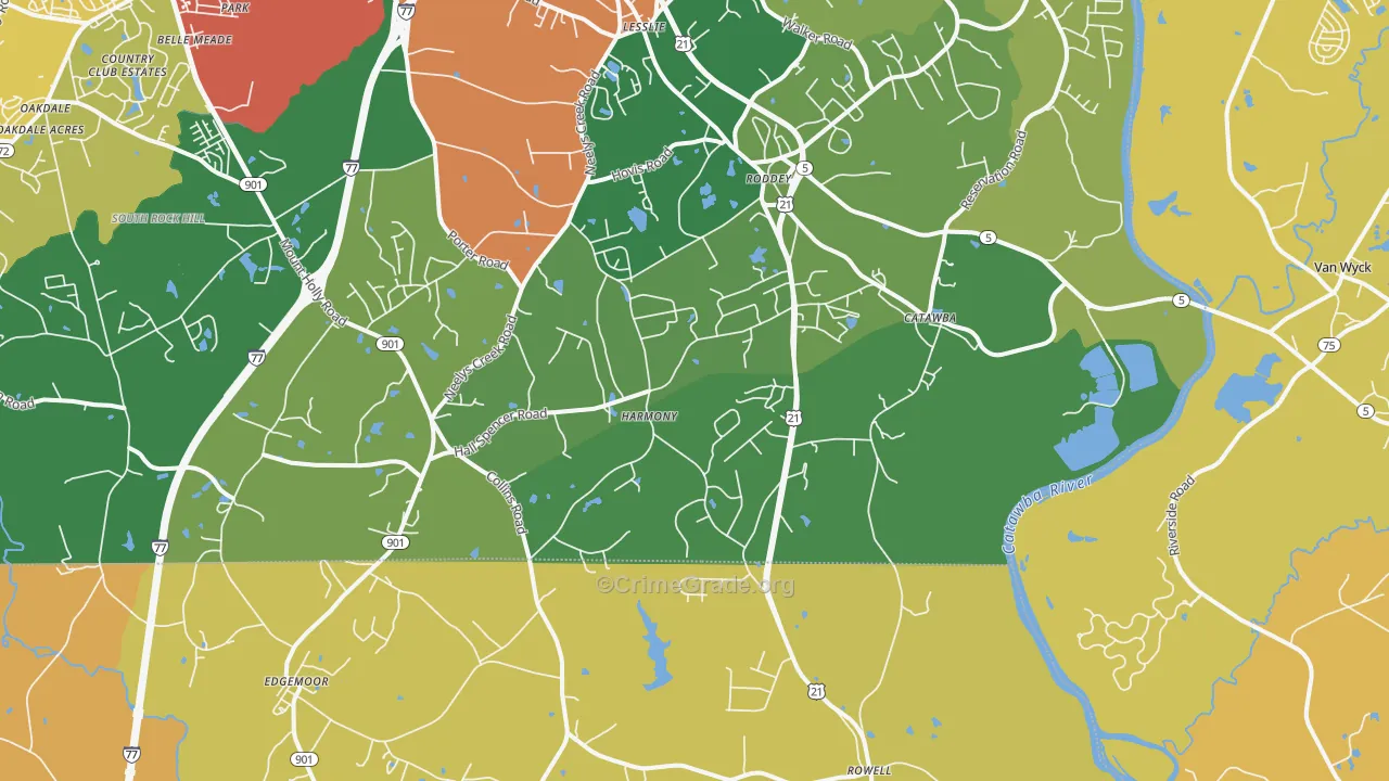 Catawba, SC Map of Assault Rates