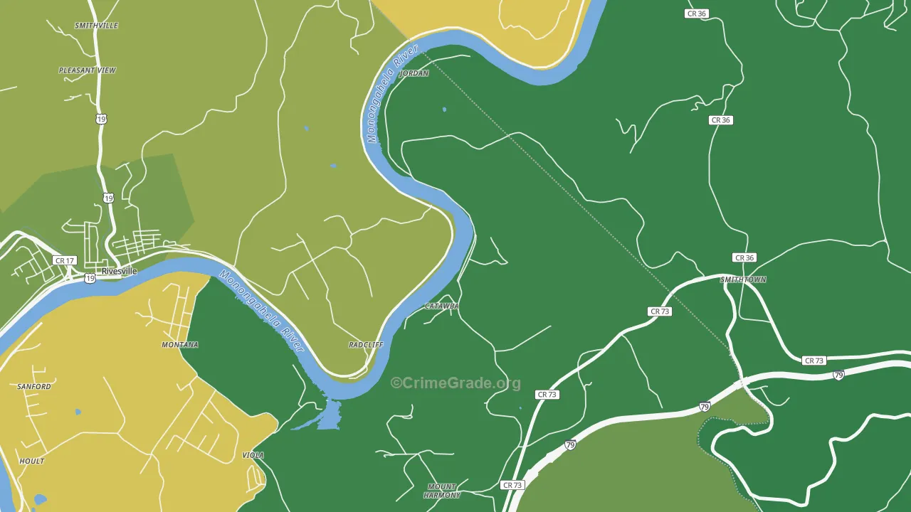 Catawba, WV Map of Assault Rates