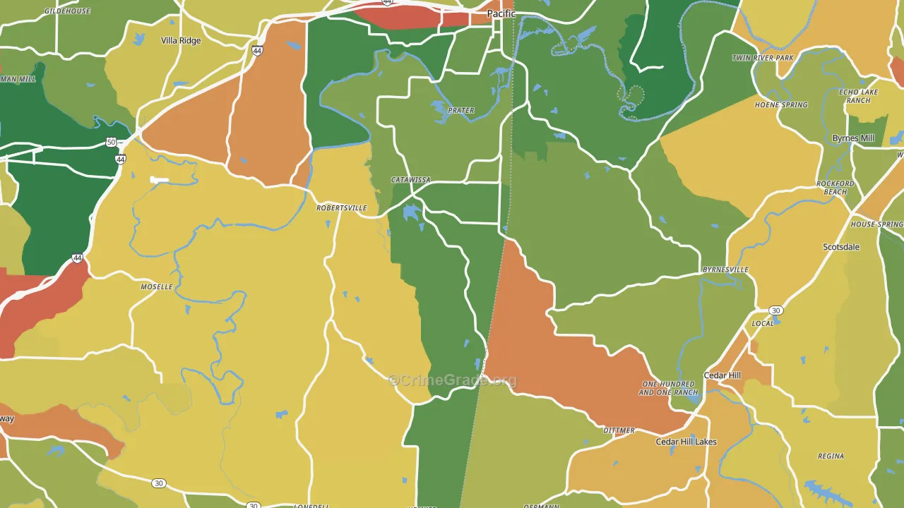 Catawissa, MO Map of Assault Rates