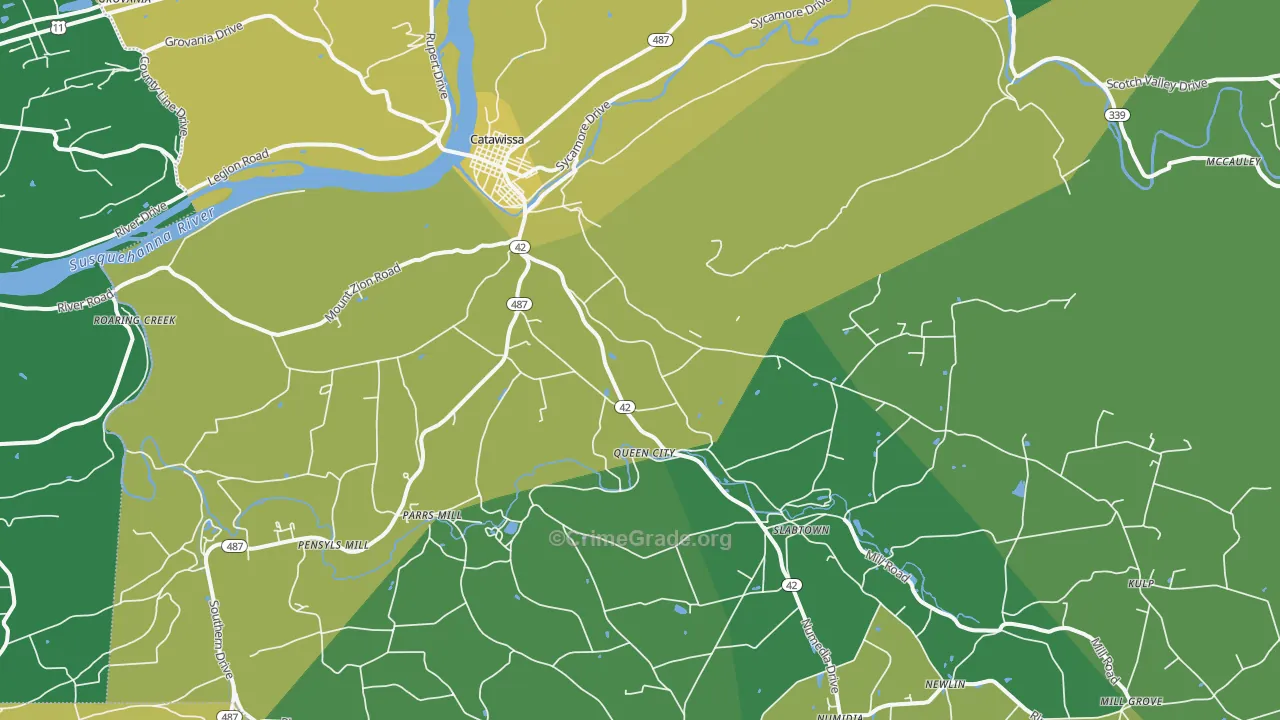Catawissa, PA Map of Assault Rates