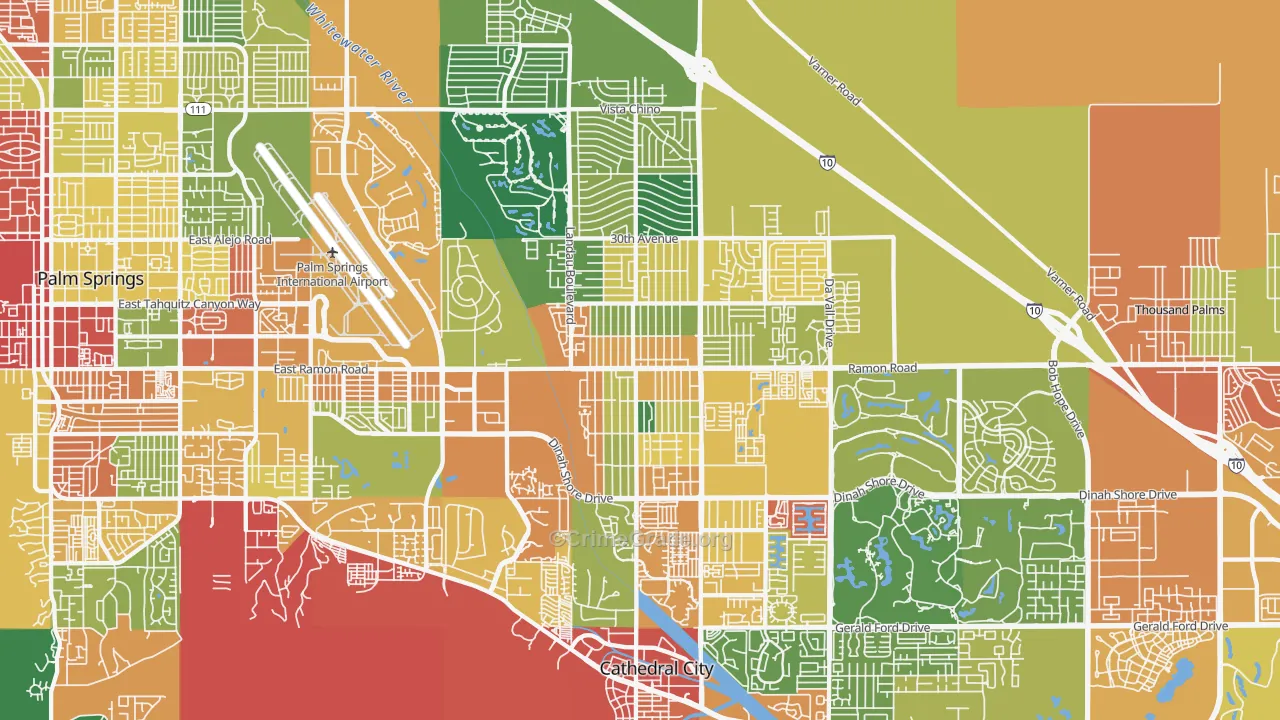 Cathedral City, CA Map of Assault Rates