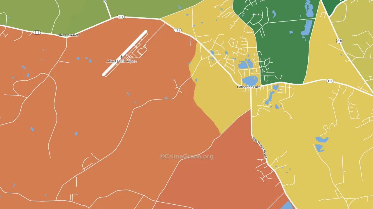 Catherine Lake, NC Map of Assault Rates