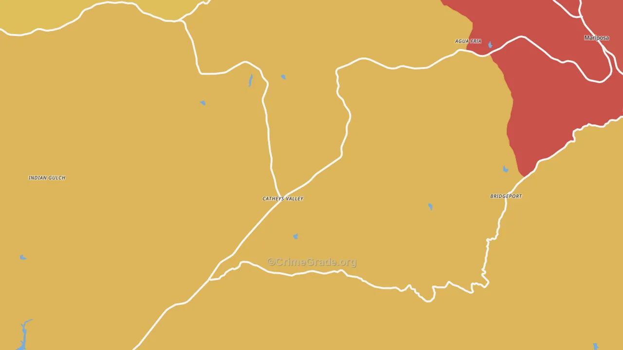 Catheys Valley, CA Map of Assault Rates