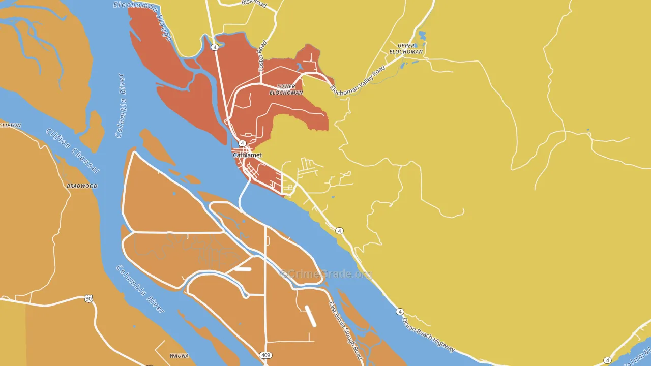 Cathlamet, WA Map of Assault Rates