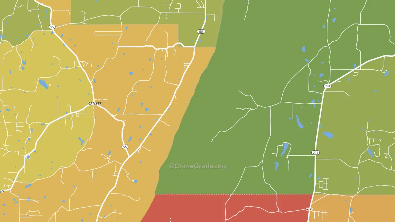 Catlett, GA Map of Assault Rates