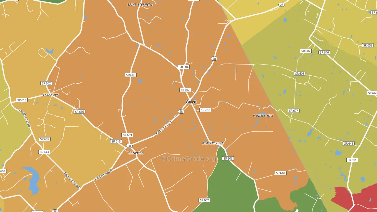 Catlett, VA Map of Assault Rates