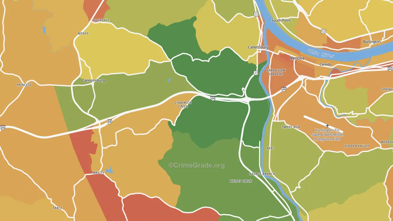 Catlettsburg, KY Map of Assault Rates