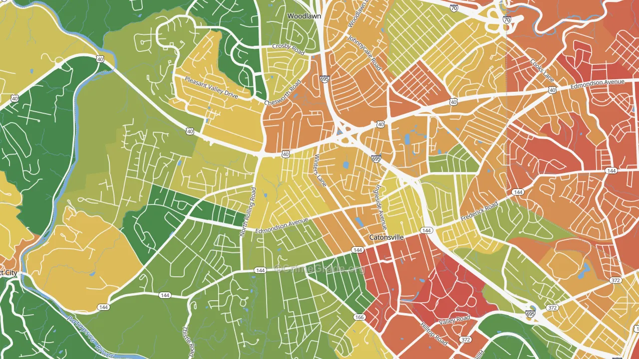 Catonsville Heights, Catonsville, MD Map of Assault Rates