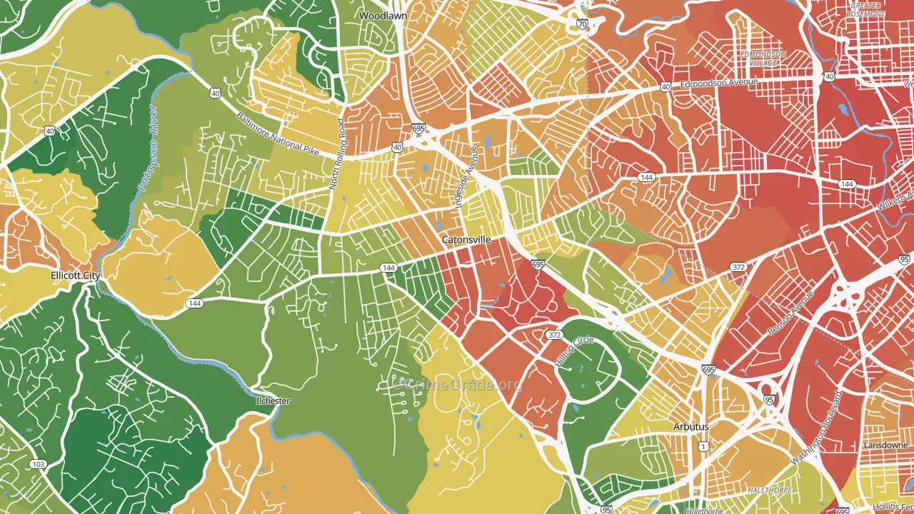 Catonsville, MD Map of Assault Rates