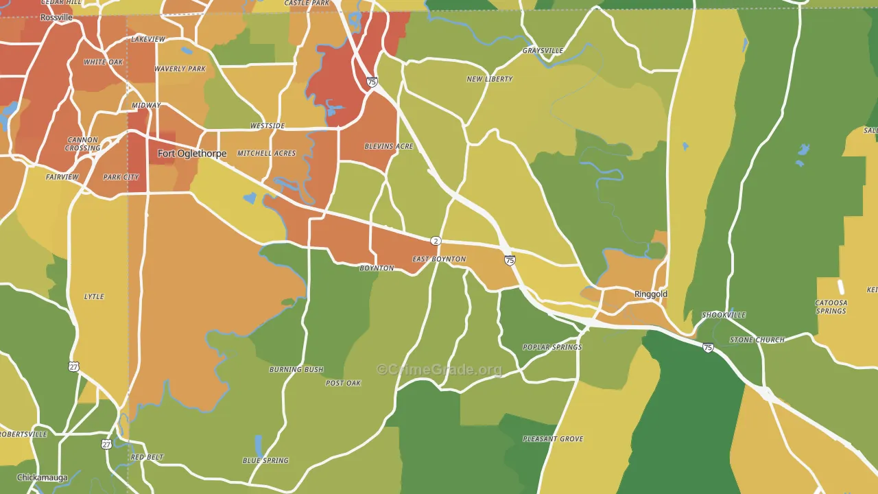 Catoosa County, GA Map of Assault Rates