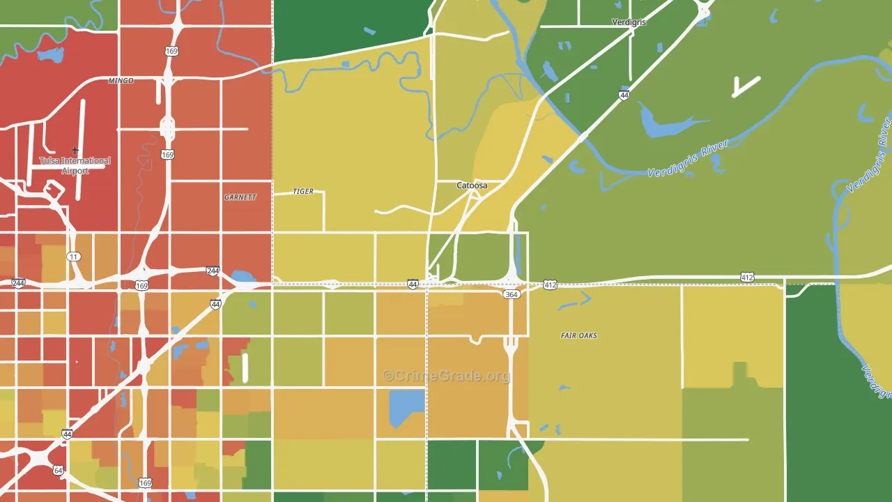 Catoosa, OK Map of Assault Rates
