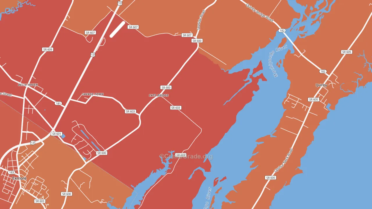 Cats Bridge, VA Map of Assault Rates