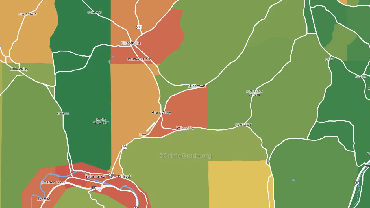 Cattaraugus County, NY Map of Assault Rates