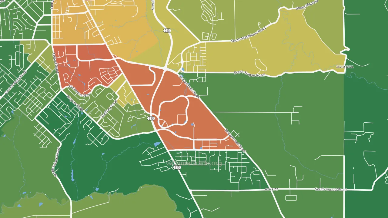 Caufield, Oregon City, OR Map of Assault Rates
