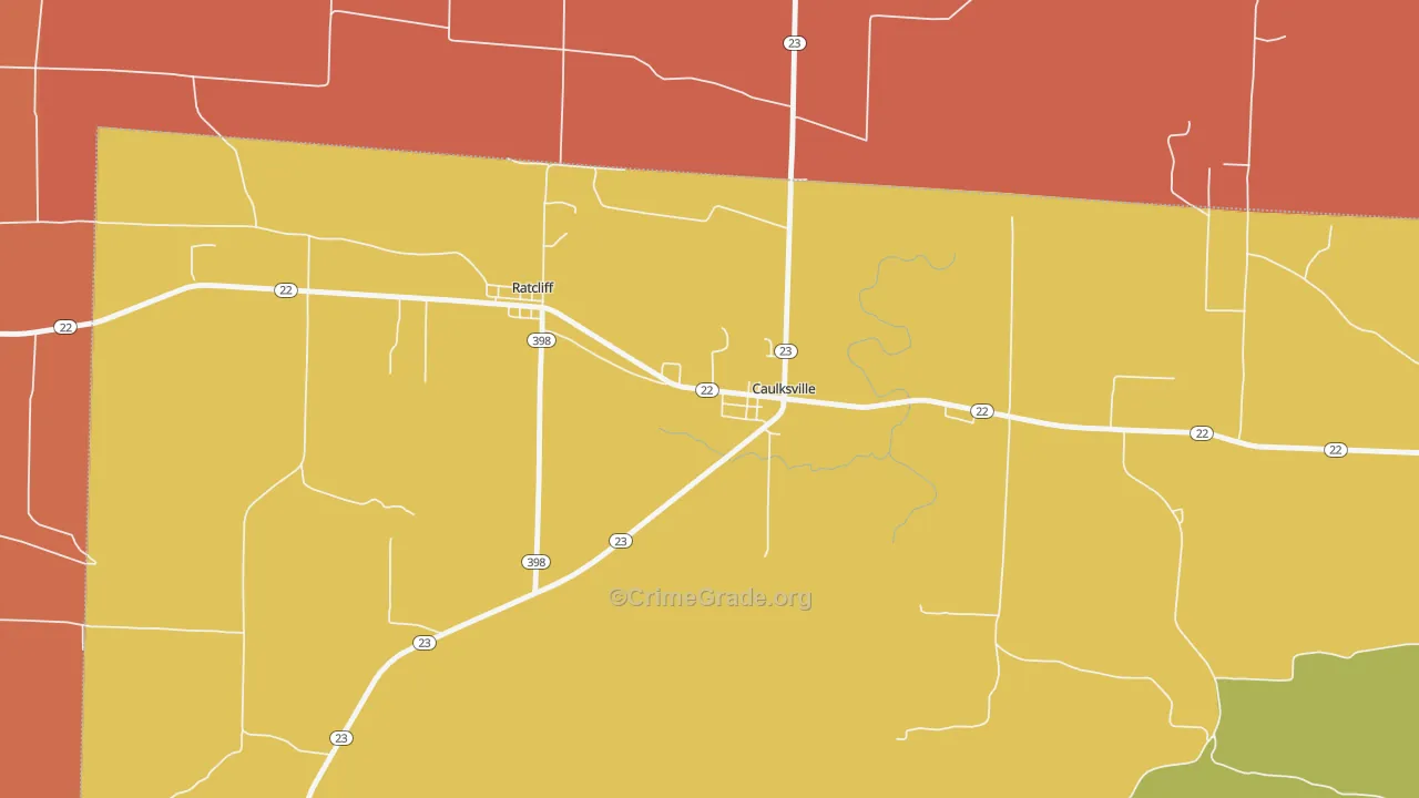 Caulksville, AR Map of Assault Rates