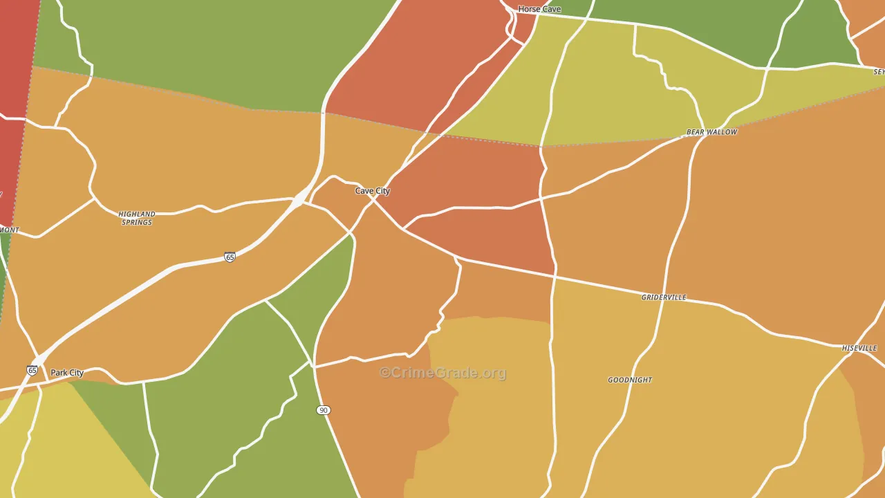Cave City, KY Map of Assault Rates