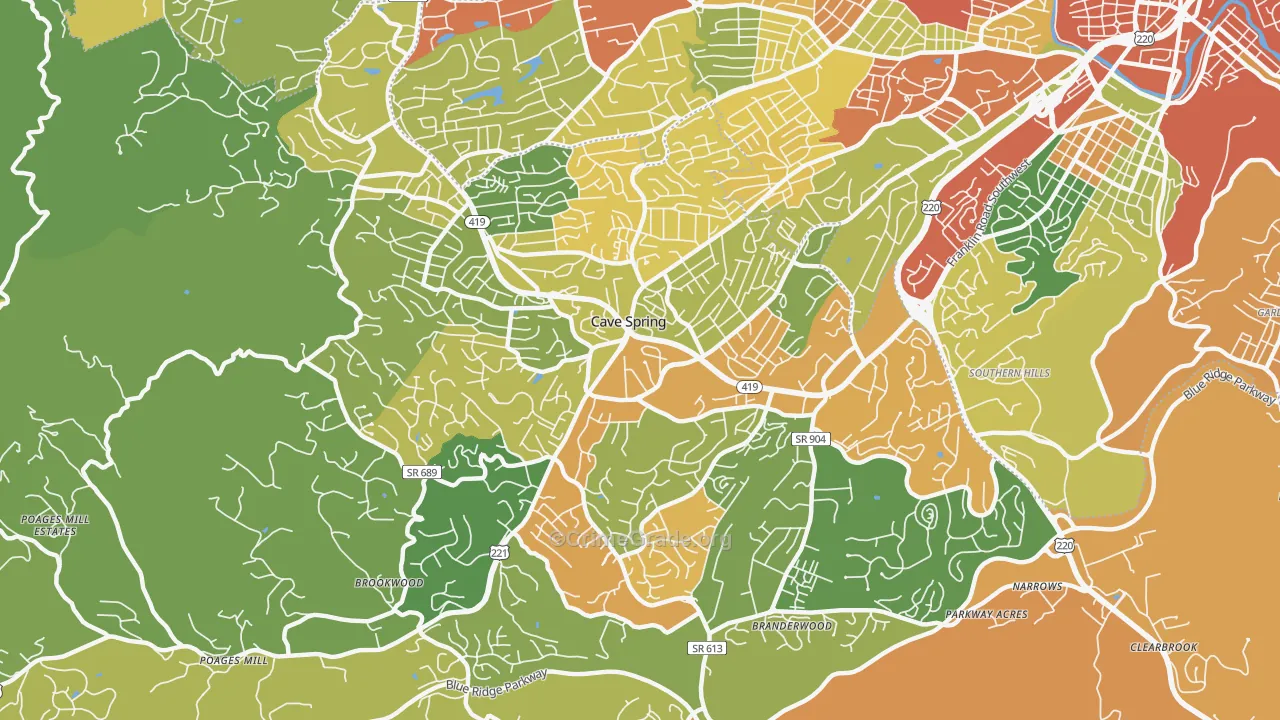 Cave Spring, VA Map of Assault Rates