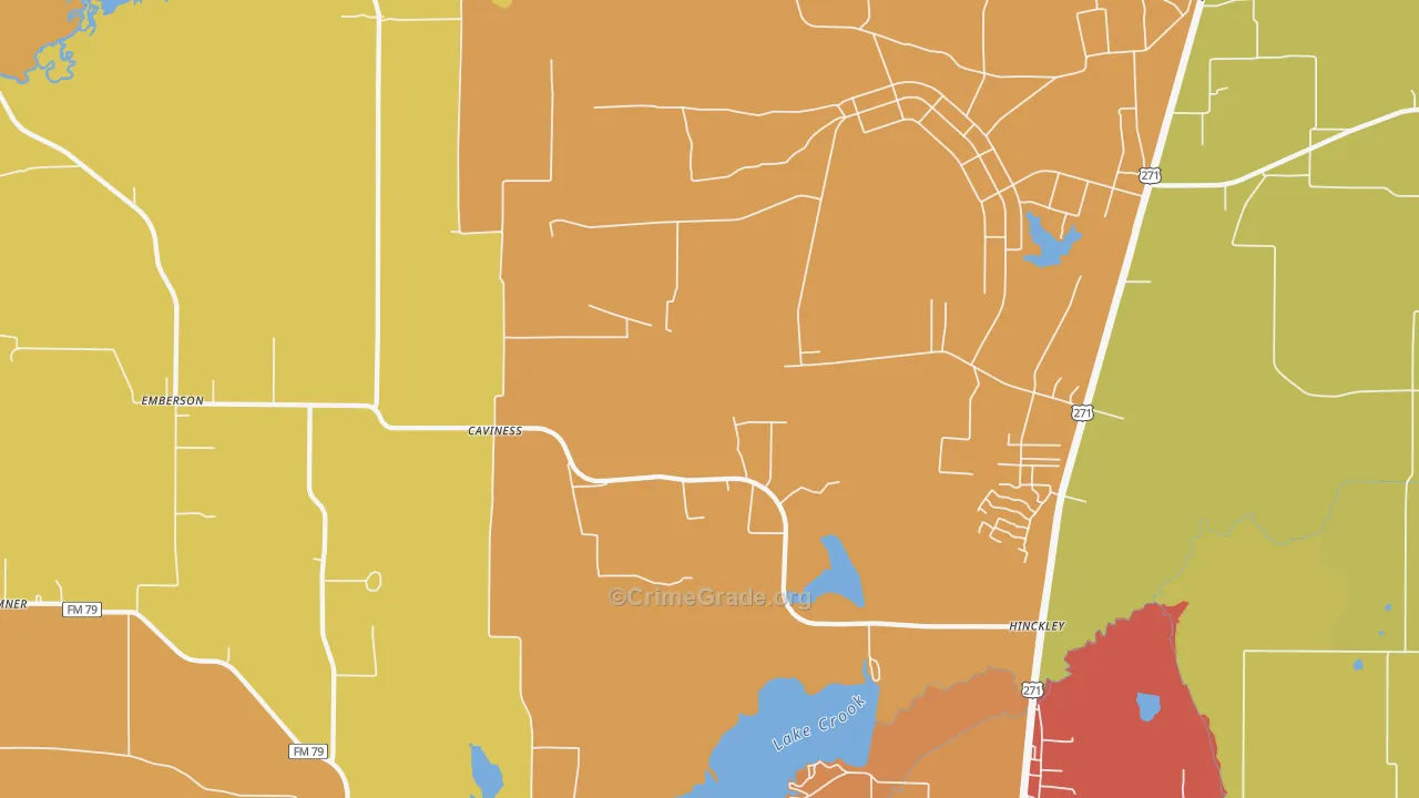 Cavines, TX Map of Assault Rates