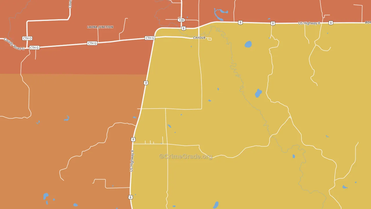 Cavour, WI Map of Assault Rates