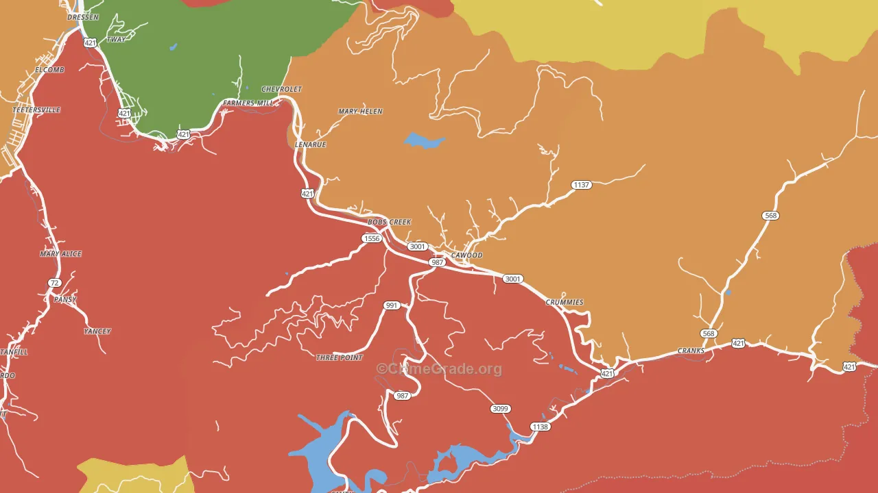 Cawood, KY Map of Assault Rates