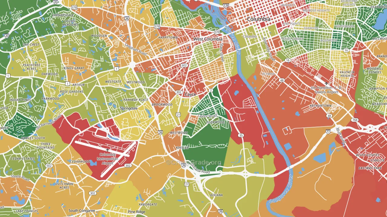 Cayce, SC Map of Assault Rates