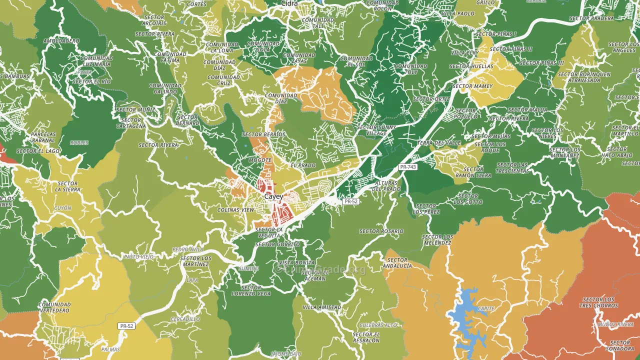 Cayey Municipio, PR Map of Assault Rates