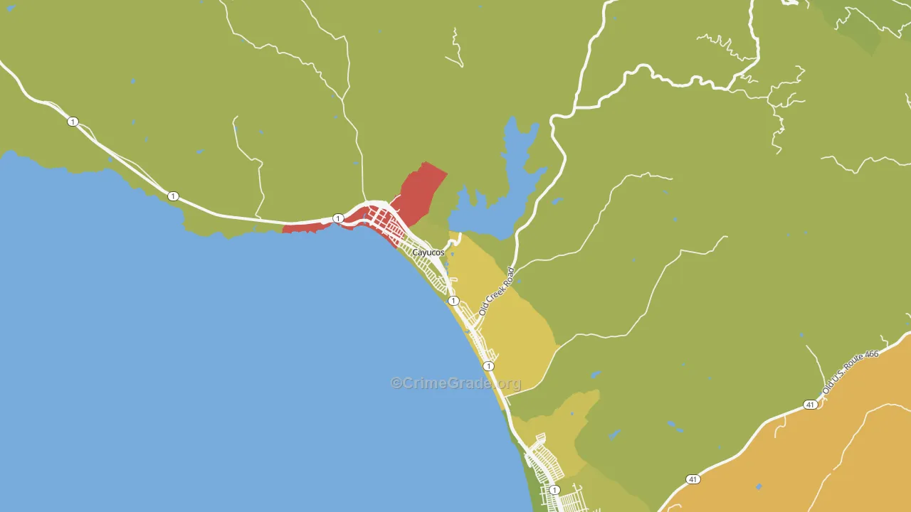 Cayucos, CA Map of Assault Rates