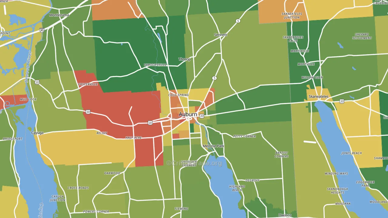 Cayuga County, NY Map of Assault Rates