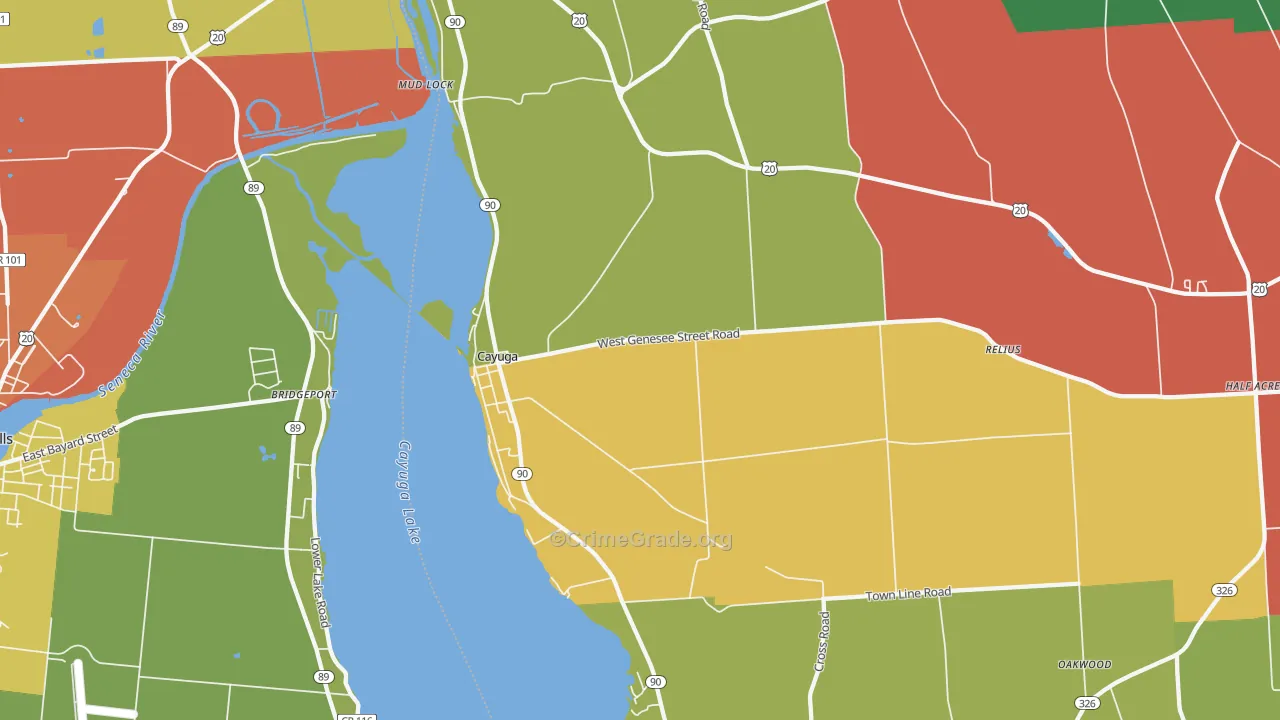 Cayuga, NY Map of Assault Rates