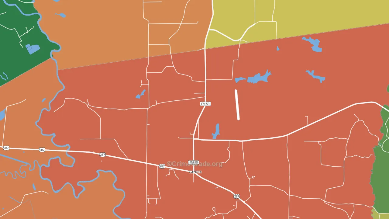 Cayuga, TX Map of Assault Rates