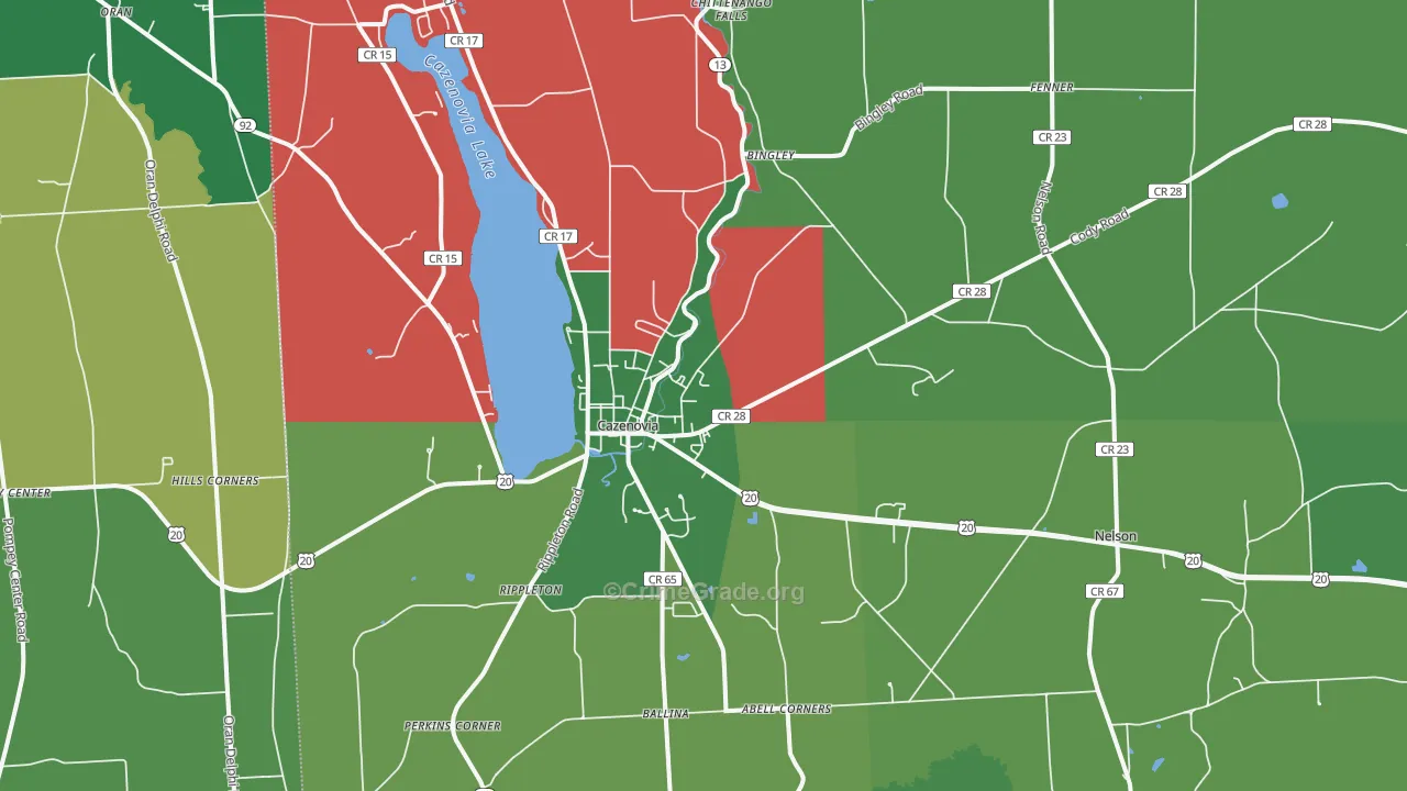 Cazenovia, NY Map of Assault Rates