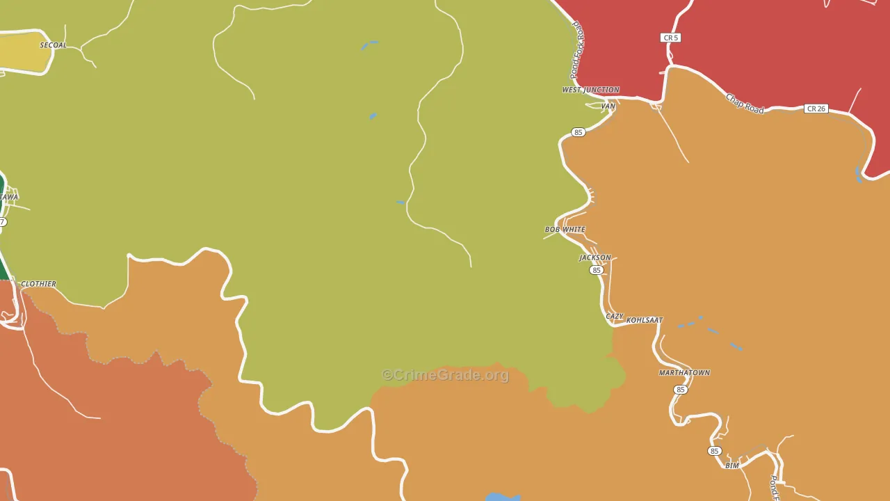 Cazy, WV Map of Assault Rates