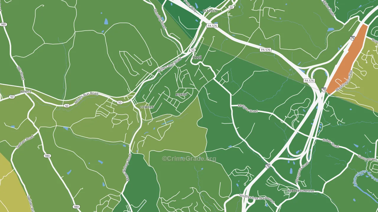 Cecil-Bishop, PA Map of Assault Rates