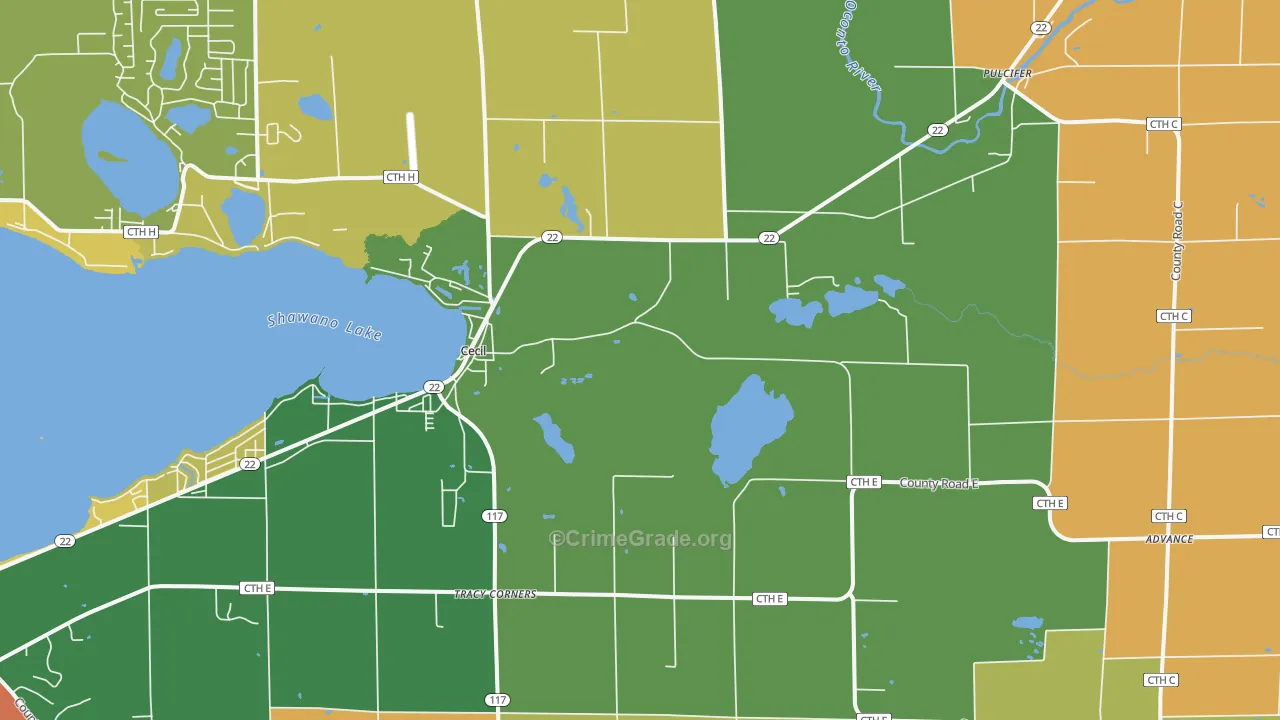 Cecil, WI Map of Assault Rates