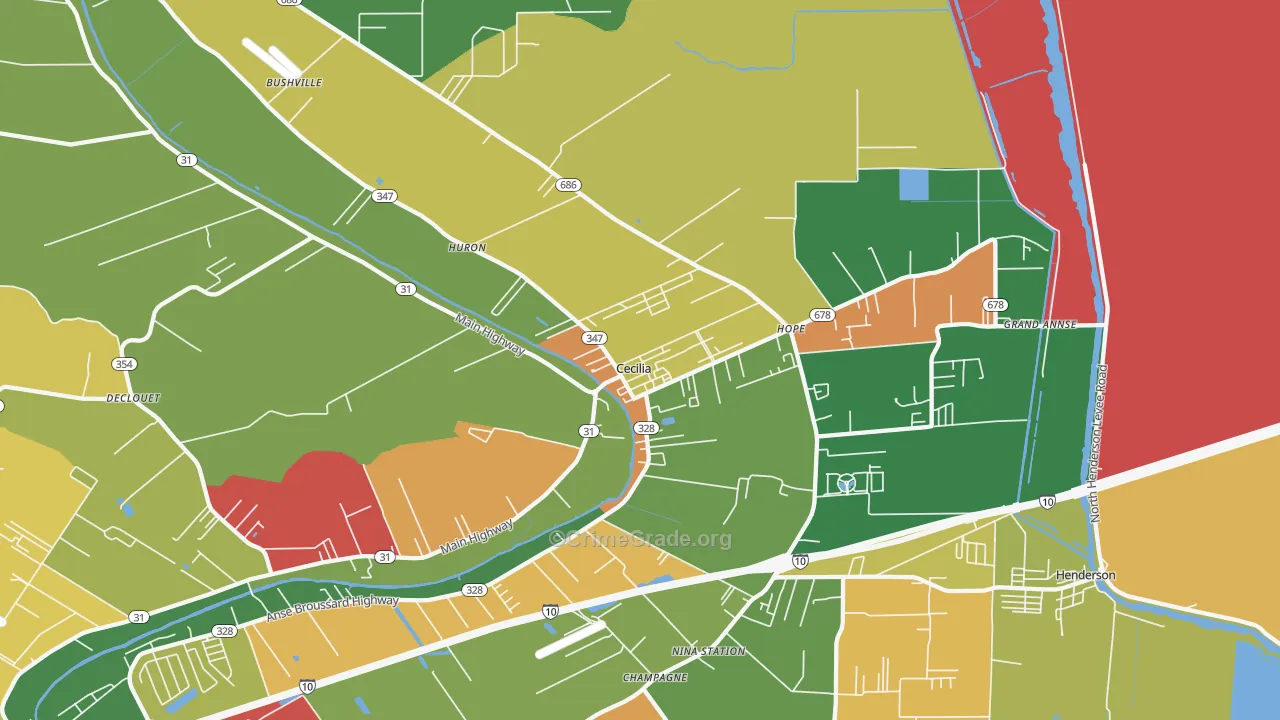 Cecilia, LA Map of Assault Rates