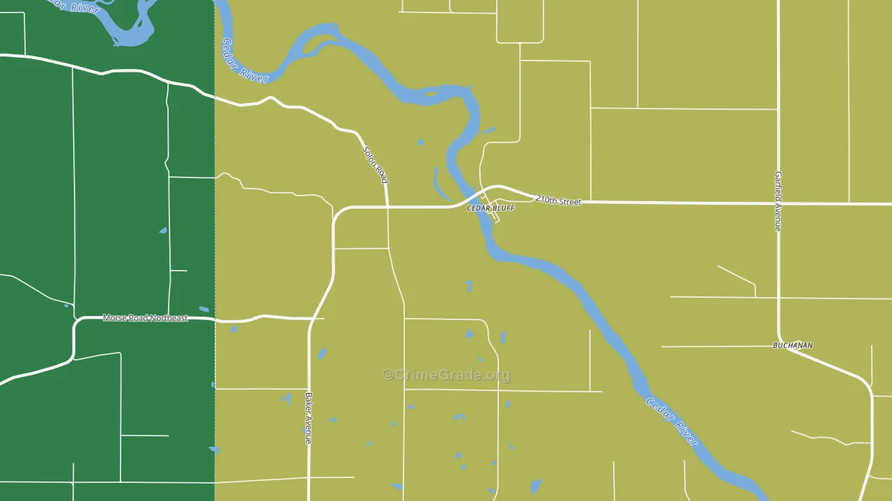 Cedar Bluff, IA Map of Assault Rates