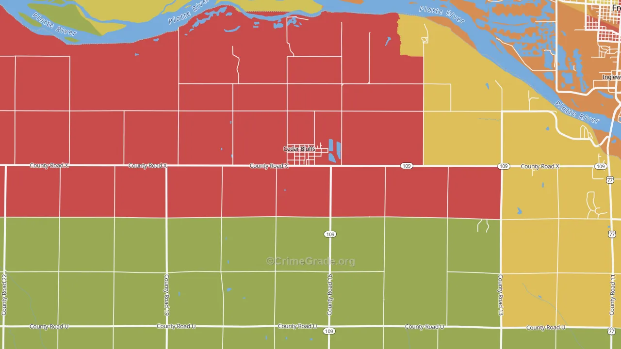 Cedar Bluffs, NE Map of Assault Rates