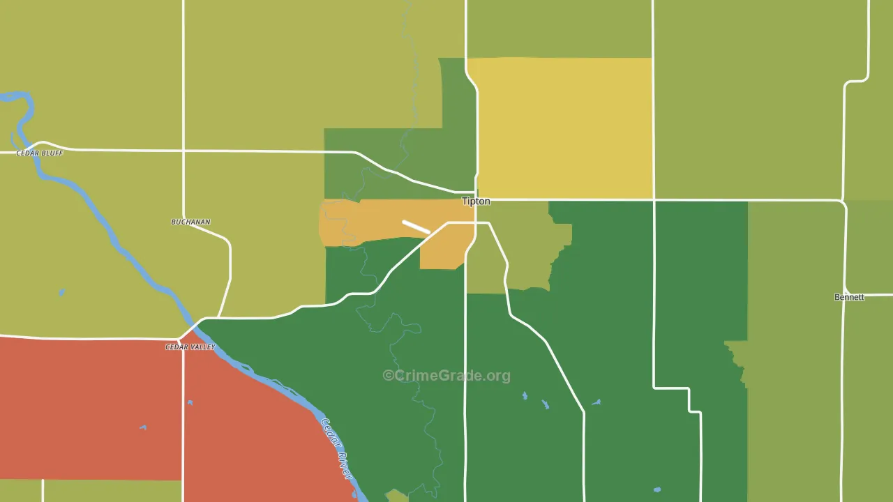 Cedar County, IA Map of Assault Rates