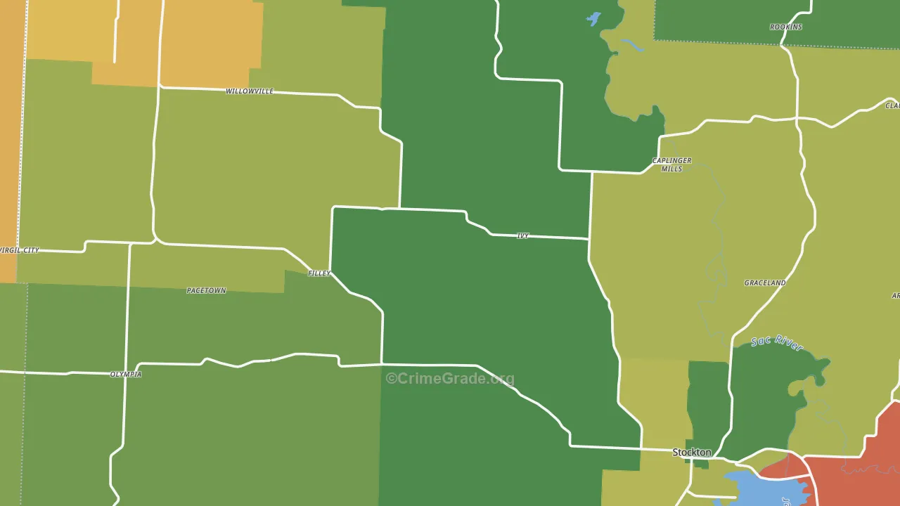 Cedar County, MO Map of Assault Rates