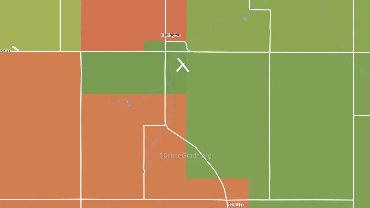 Cedar County, NE Map of Assault Rates