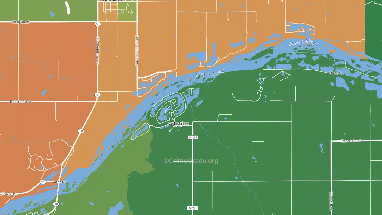 Cedar Creek, NE Map of Assault Rates