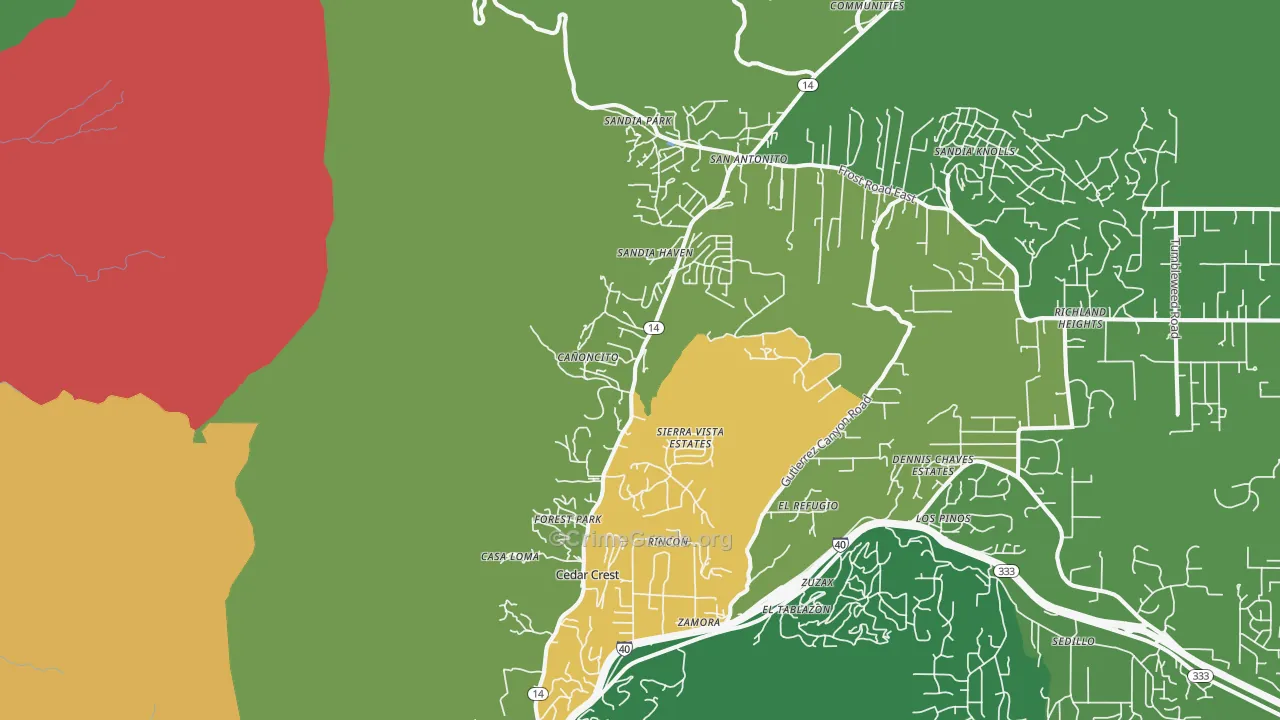 Cedar Crest, NM Map of Assault Rates