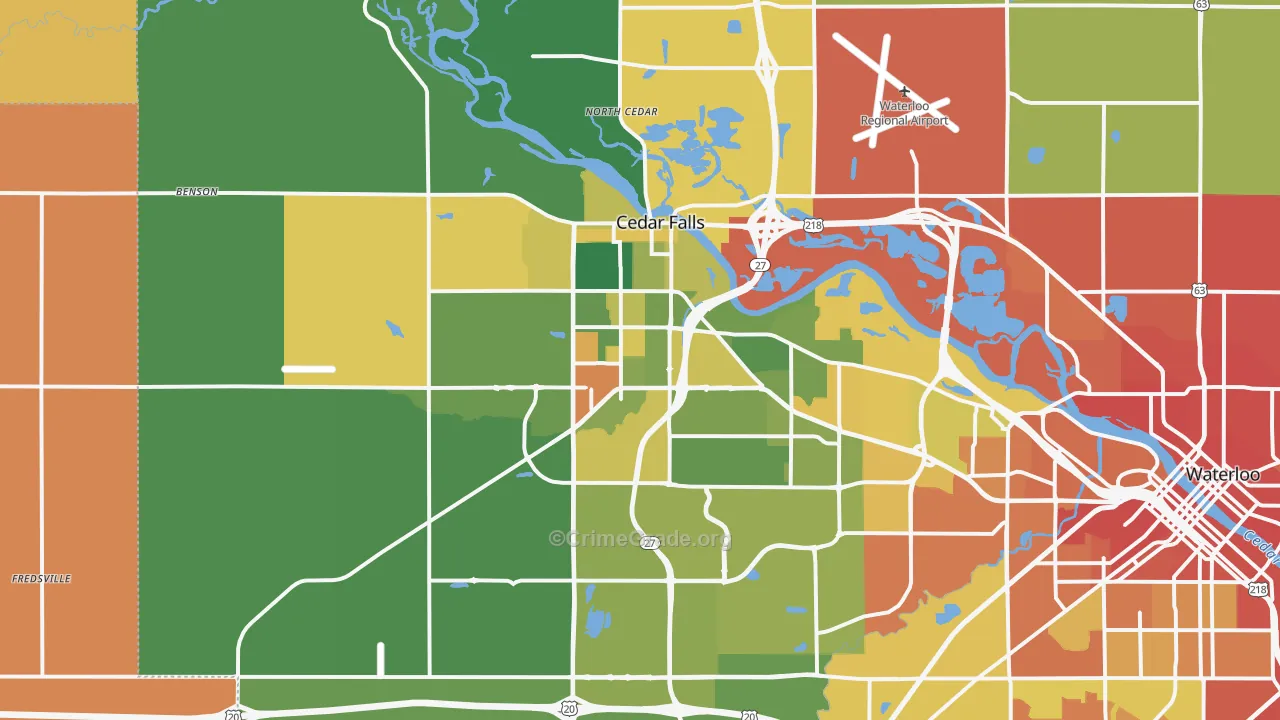 Cedar Falls, IA Map of Assault Rates