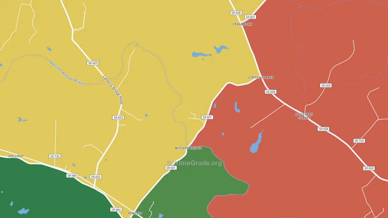 Cedar Fork, VA Map of Assault Rates