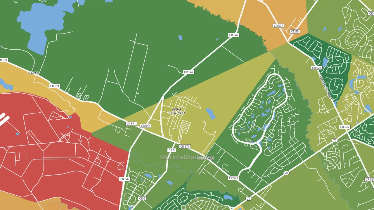 Cedar Glen West, NJ Map of Assault Rates