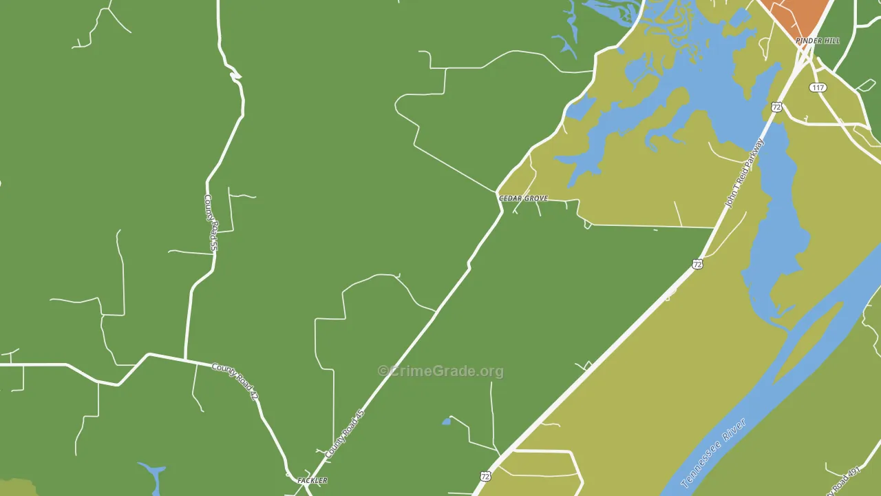 Cedar Grove, AL Map of Assault Rates