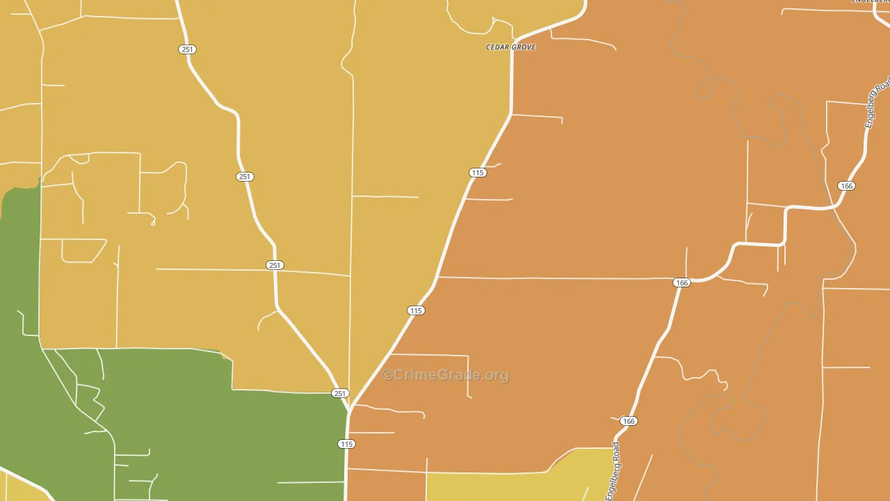 Cedar Grove, AR Map of Assault Rates